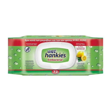 Wet Hankies Αντιβακτηριδιακά Υγρά Μαντηλάκια Λεμόνι Thick